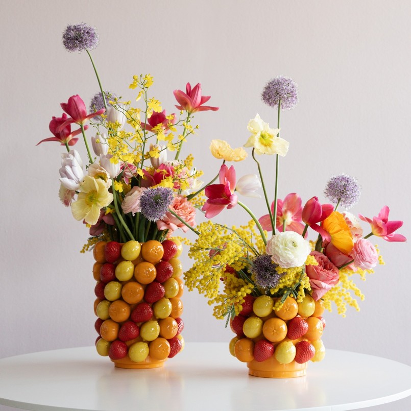 Vase en porcelaine oranges, fraises et citrons - Kare Design