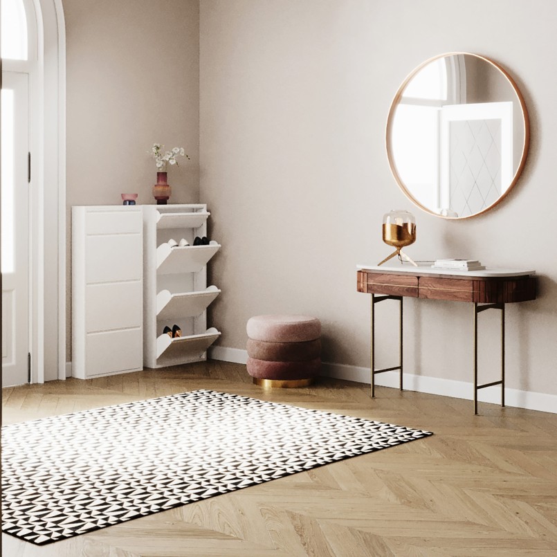 Console en manguier massif et marbre blanc - Grace - Kare Design