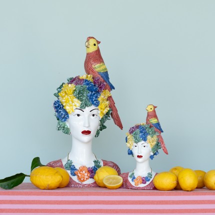 Deco woman flowers parrot 28cm Kare Design