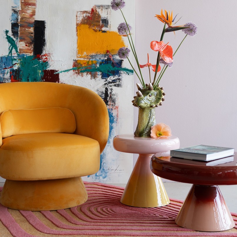 Table d'appoint en acier dégradé rose et jaune - Rici - Kare Design