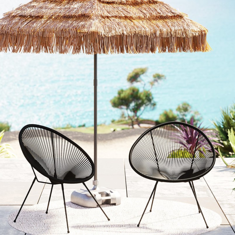 Black Acapulco garden armchair in powdered steel - Outdoor chair
