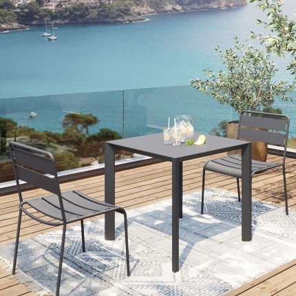 Table de jardin Twist 80x80cm noire Kare Design