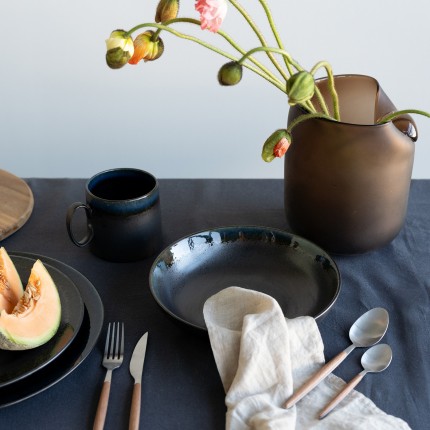 Assiettes creuses Kassandra noires 23cm set de 4 Kare Design
