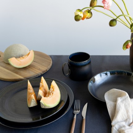 Assiettes creuses Kassandra noires 23cm set de 4 Kare Design