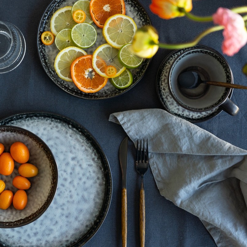 Black steel and imitation wood cutlery - Paris - Kare Design