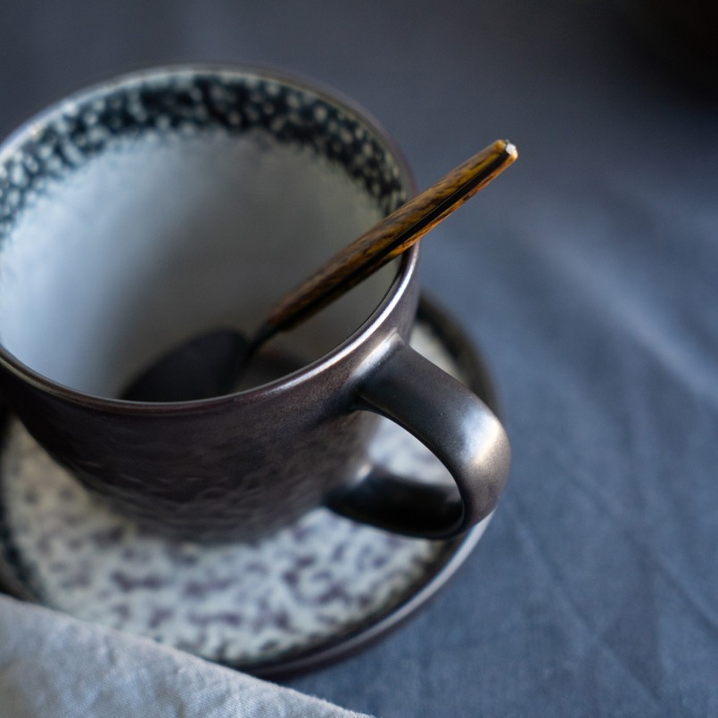 Black steel and imitation wood cutlery - Paris - Kare Design