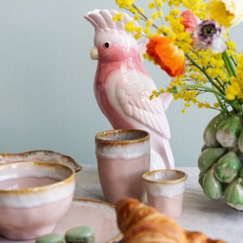 Carafe cacatoès blanc et rose en céramique - Kare Design