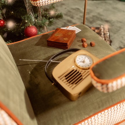 Horloge de table radio dorée Kare Design
