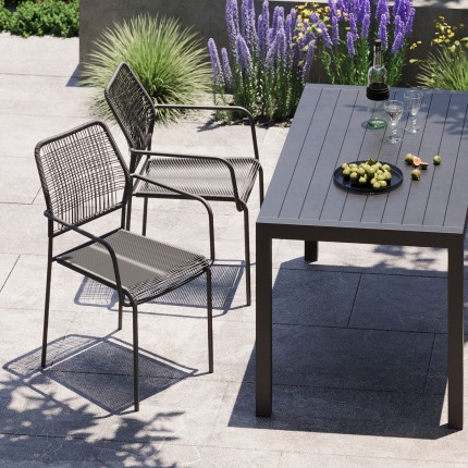 Chaise de jardin avec accoudoirs Madagascar noire Kare Design