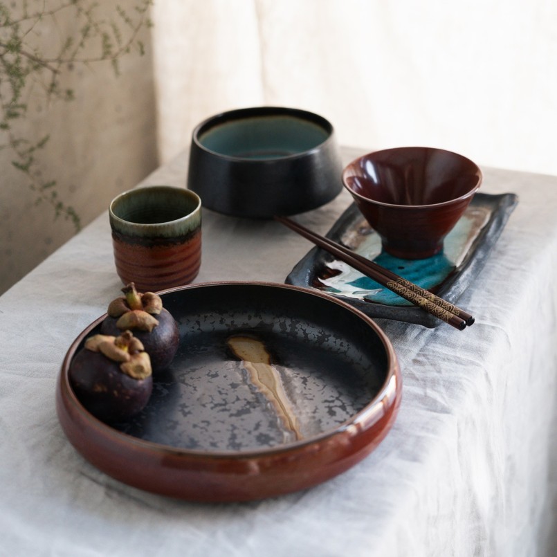 Blue stoneware dish - Ari - Kare Design