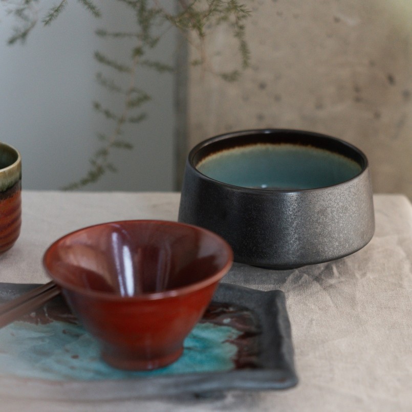 Blue stoneware dish - Ari - Kare Design