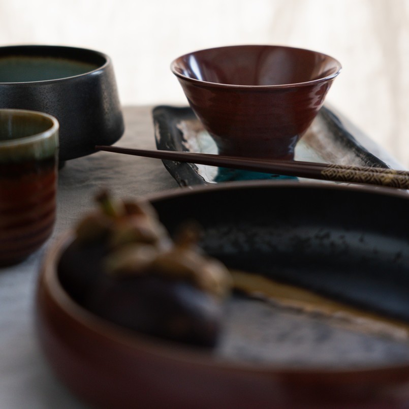 Red and black earthenware bowls - Ari - Kare Design