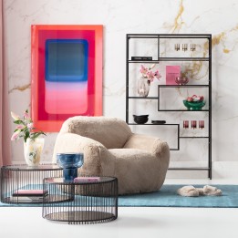 Cream faux fur armchair - Mika - Kare Design