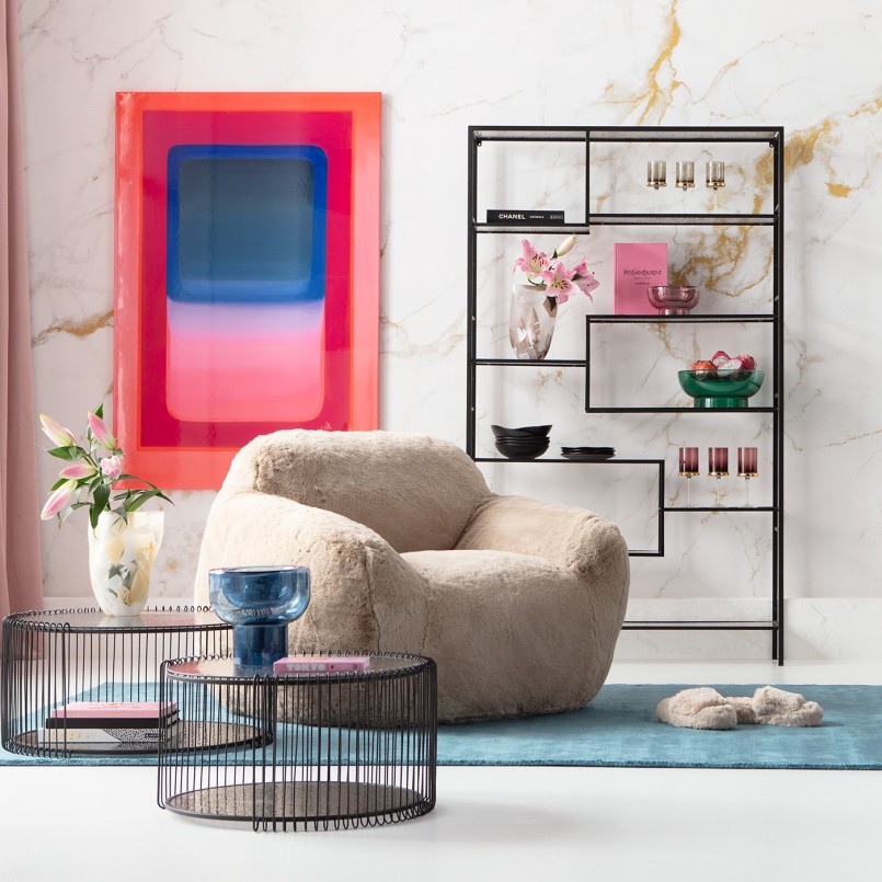 Fauteuil crème en fausse fourrure - Mika - Kare Design