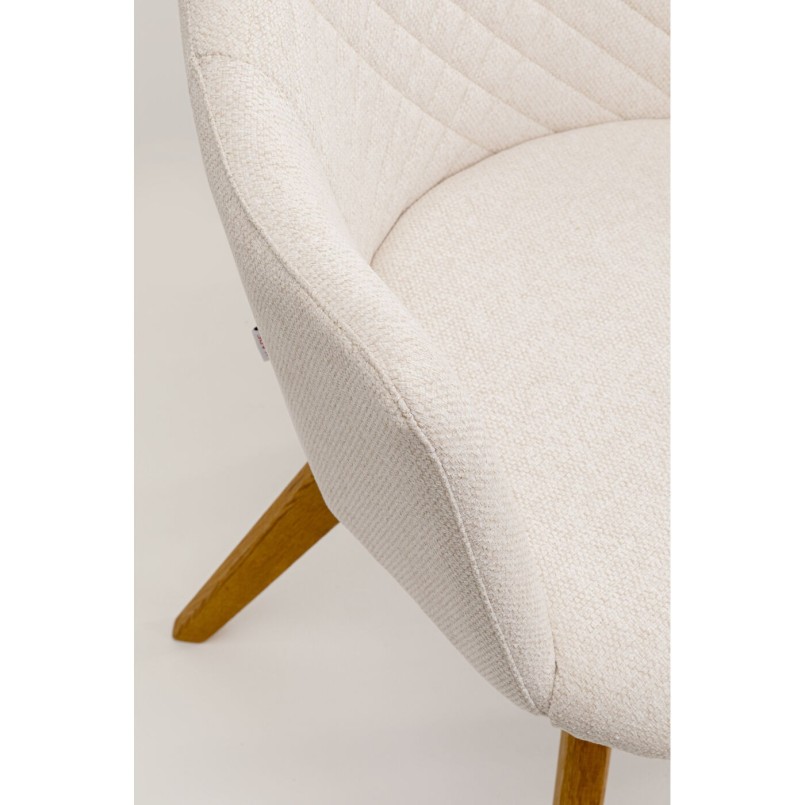 Chaise avec accoudoirs pivotante crème et chêne - Coco - Kare Design