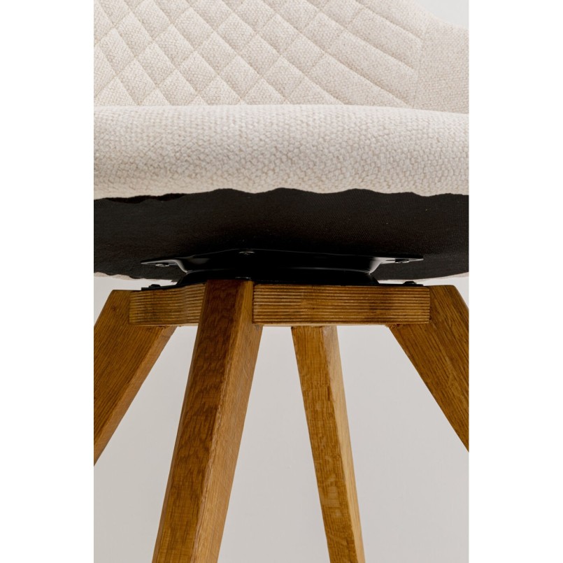 Swivel chair with armrests Coco cream and oak Kare Design