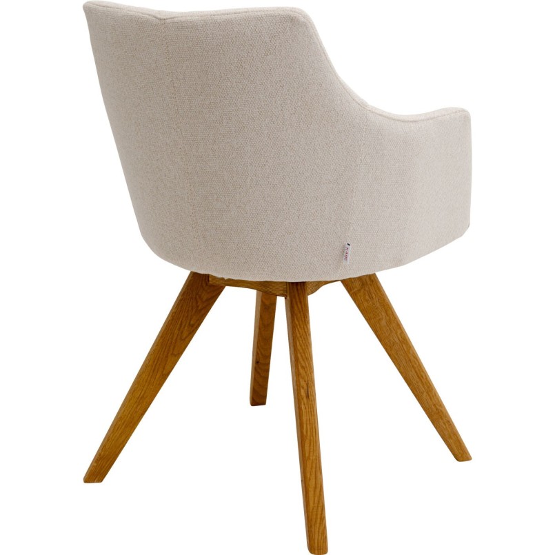 Chaise avec accoudoirs pivotante crème et chêne - Coco - Kare Design