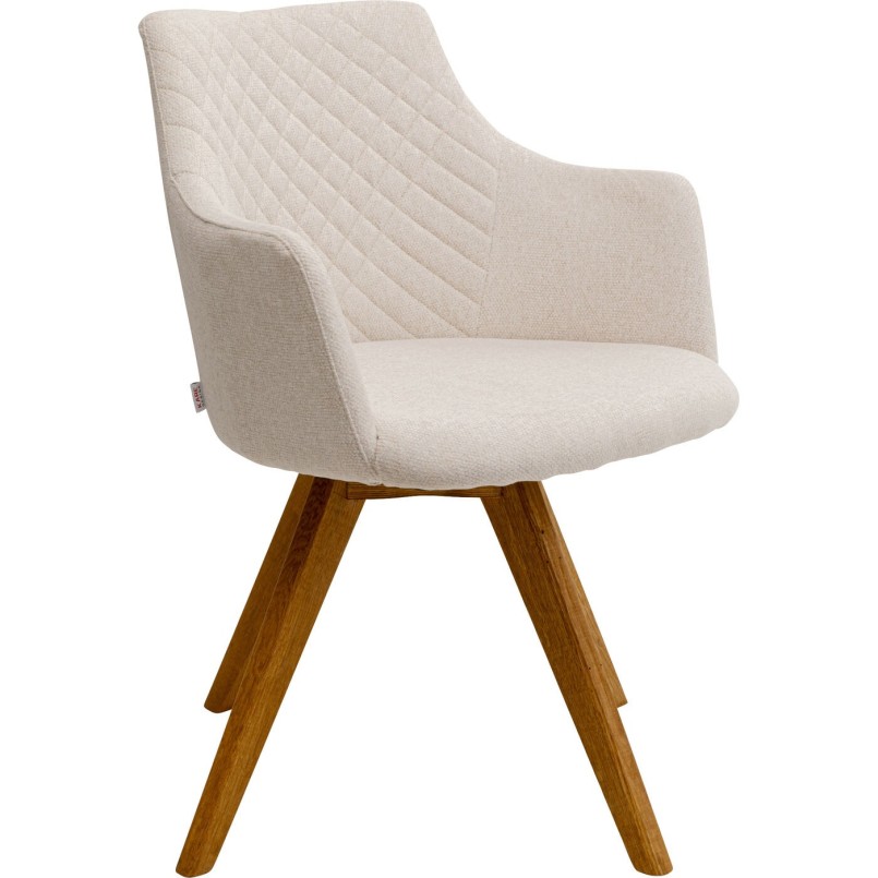 Swivel chair with armrests Coco cream and oak Kare Design