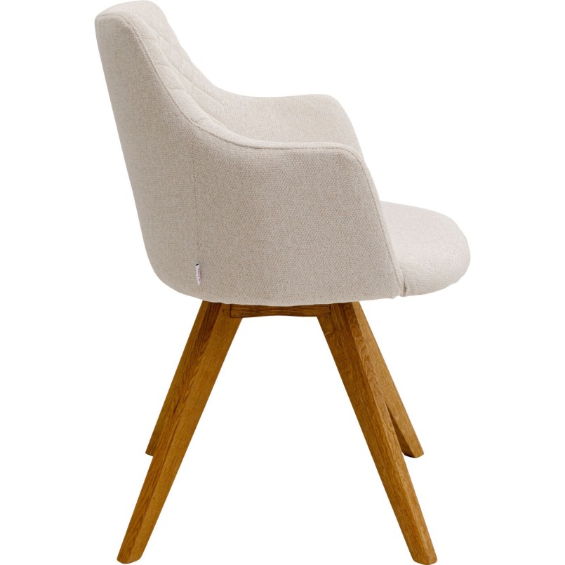 Swivel chair with armrests Coco cream and oak Kare Design