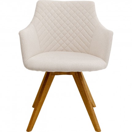 Chaise avec accoudoirs pivotante Coco crème et chêne Kare Design
