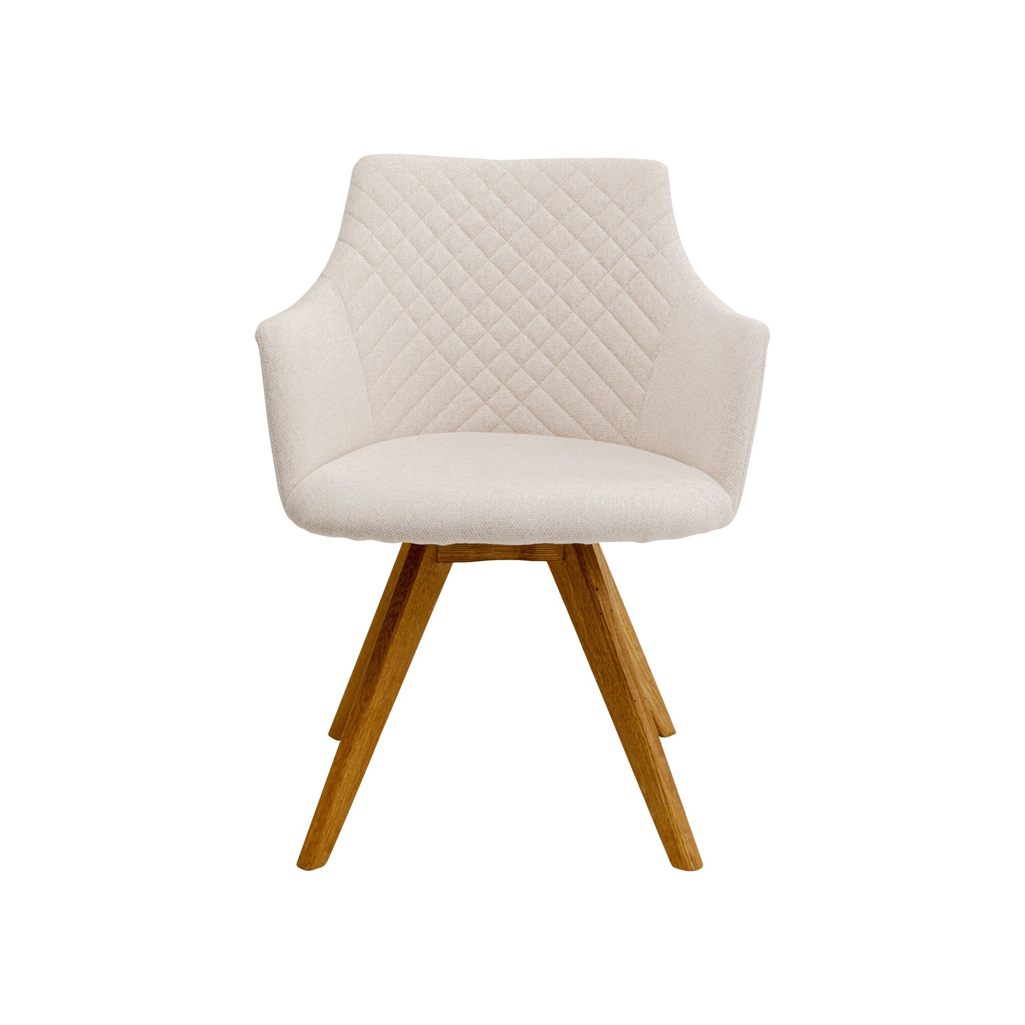 Chaise avec accoudoirs pivotante Coco crème et chêne Kare Design