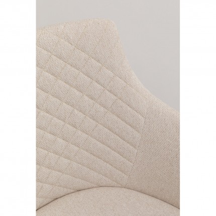 Chaise avec accoudoirs pivotante Coco crème et chêne Kare Design