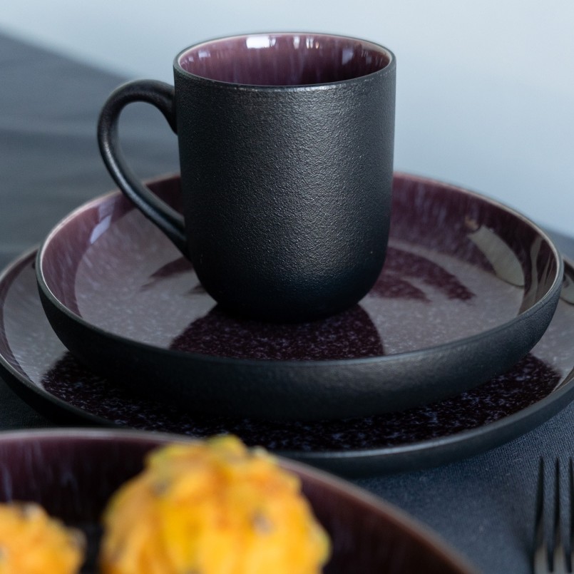 Bols en grès noir, violet et blanc - Alissa - Kare Design
