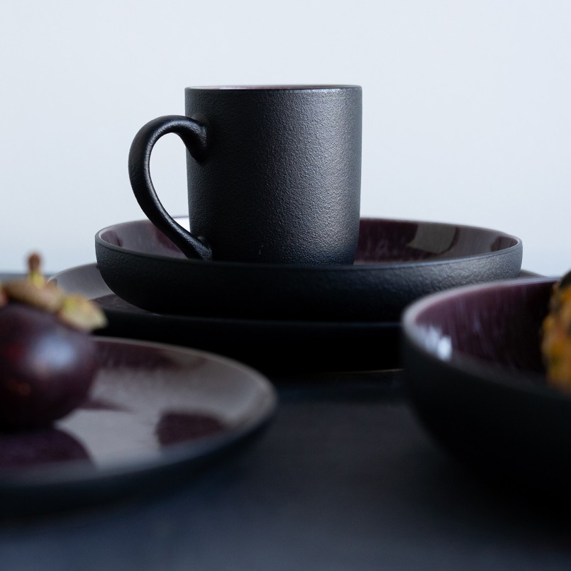 Bols en grès noir, violet et blanc - Alissa - Kare Design
