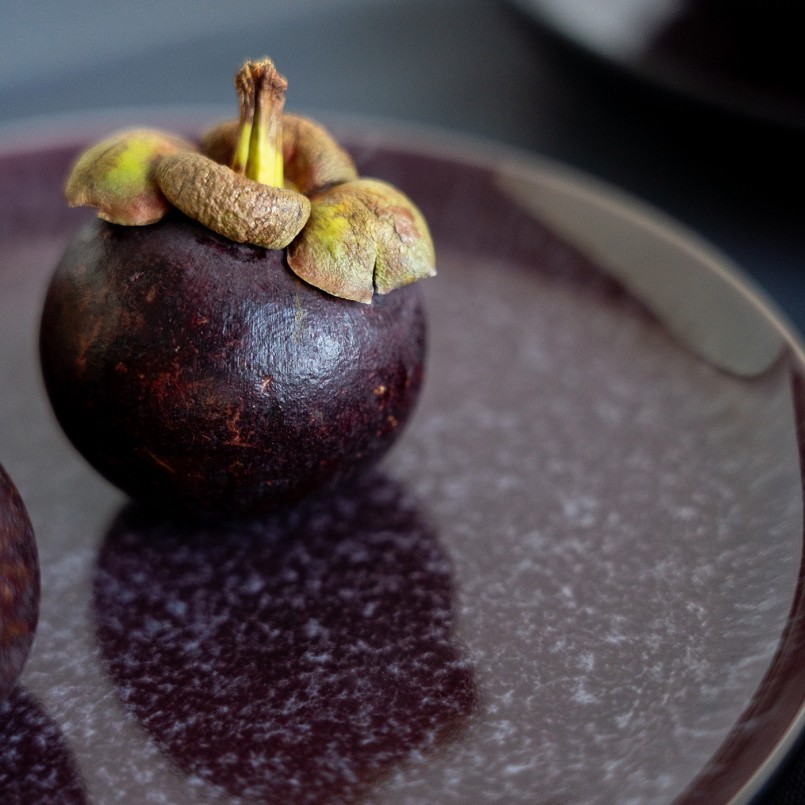 Assiettes à dessert en grès noir, violet et blanc - Alissa - Kare Design