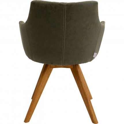 Swivel chair with armrests Coco green and oak Kare Design