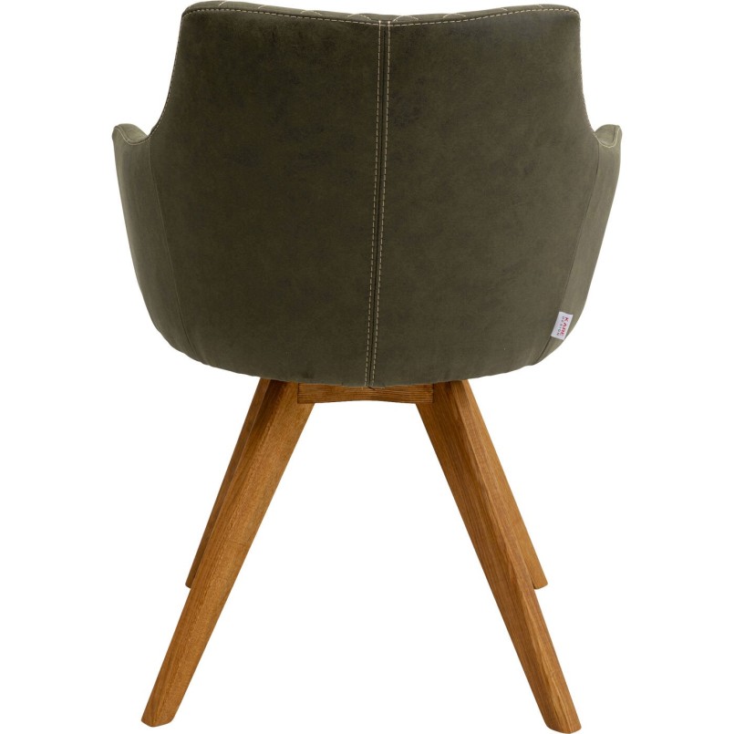 Chaise avec accoudoirs pivotante verte et chêne - Coco - Kare Design