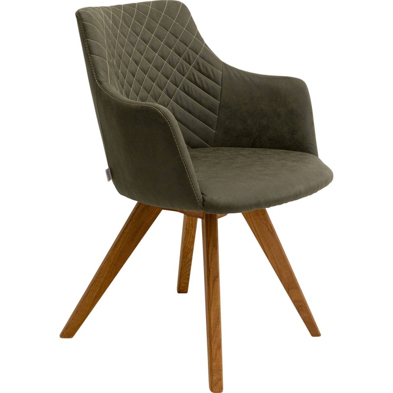 Chaise avec accoudoirs pivotante verte et chêne - Coco - Kare Design