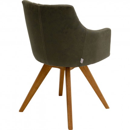 Swivel chair with armrests Coco green and oak Kare Design