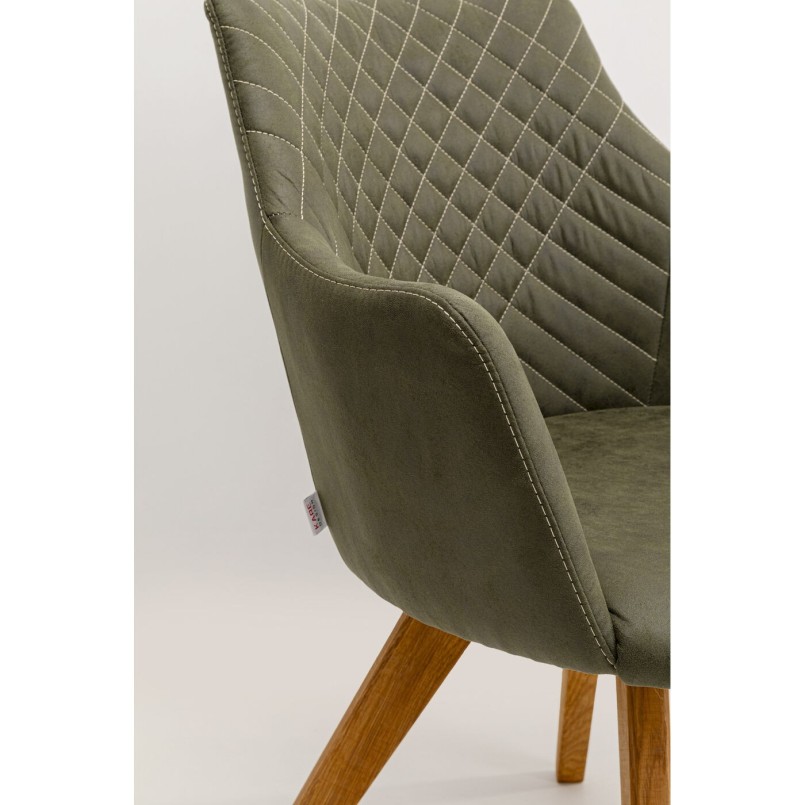 Swivel chair with armrests Coco green and oak Kare Design