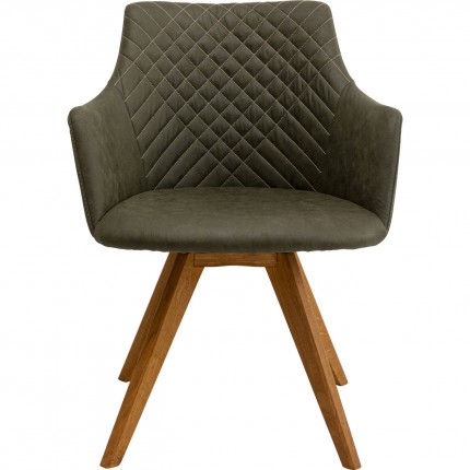 Swivel chair with armrests Coco green and oak Kare Design