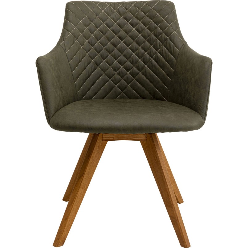 Swivel chair with armrests Coco green and oak Kare Design