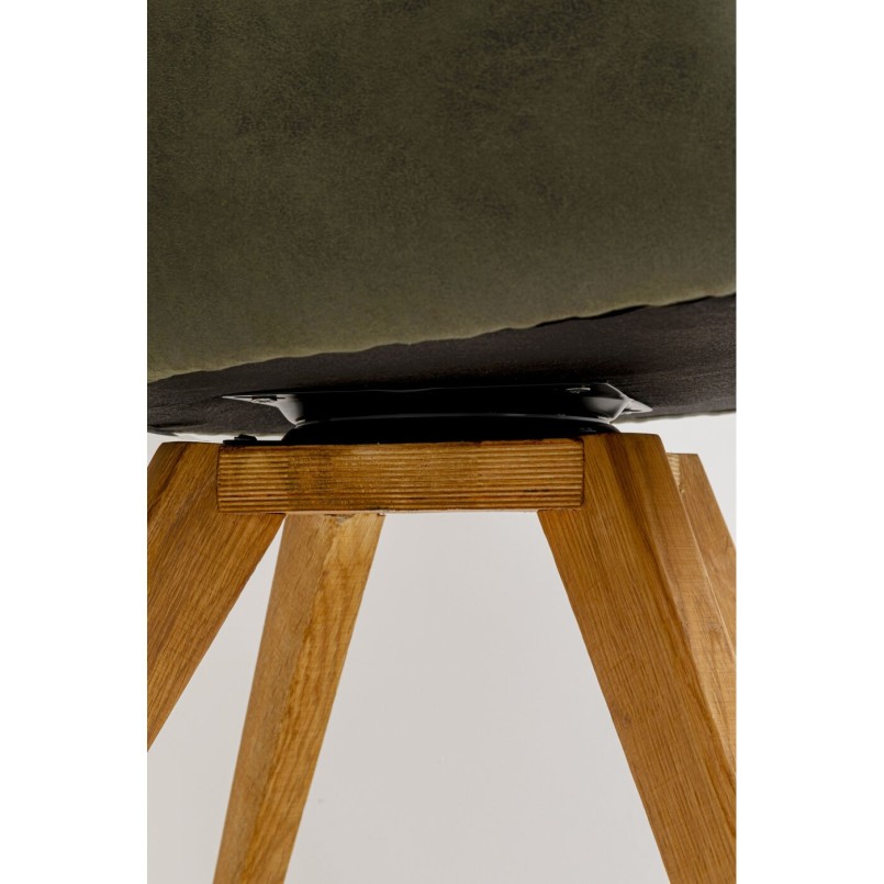Swivel chair with armrests Coco green and oak Kare Design