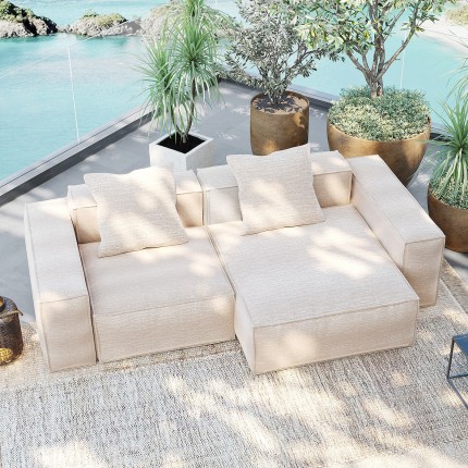 Outdoor Corner Sofa Kalua 2-Seater cream Kare Design