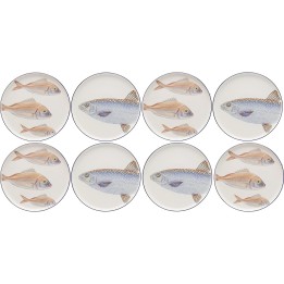 Assiettes en grès poissons rouges et bleus - Kare Design
