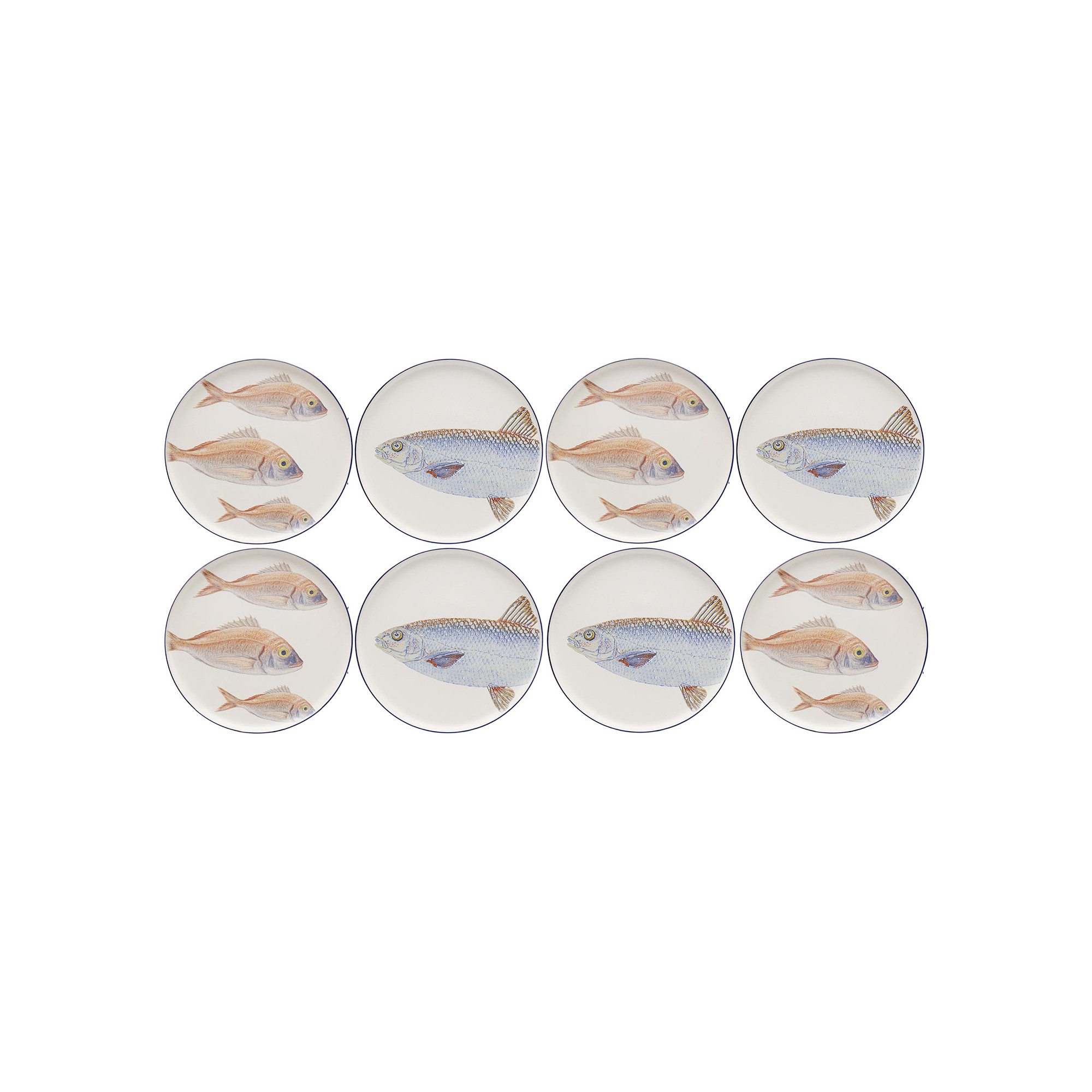 Assiettes poissons 27cm set de 8 Kare Design