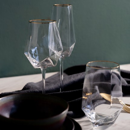 Flûtes à champagne Diamond Rim dorées set de 4 Kare Design
