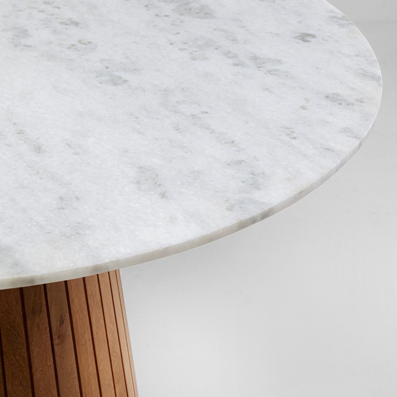 Table ronde en manguier massif et marbre - Grace - Kare Design