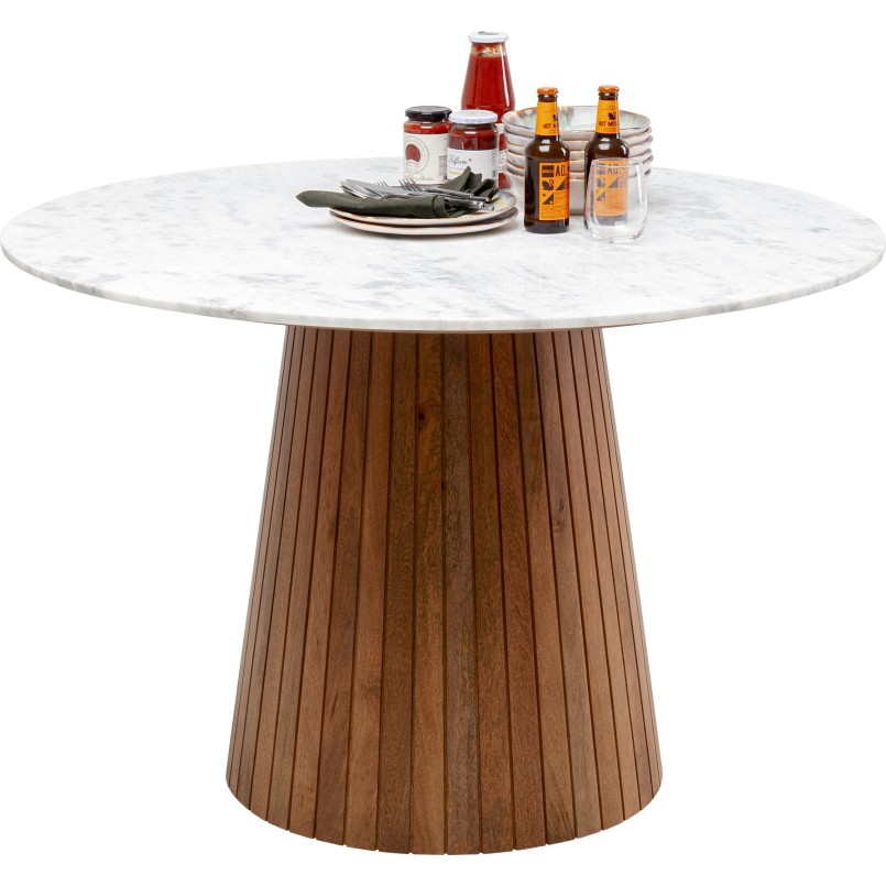 Table ronde en manguier massif et marbre - Grace - Kare Design