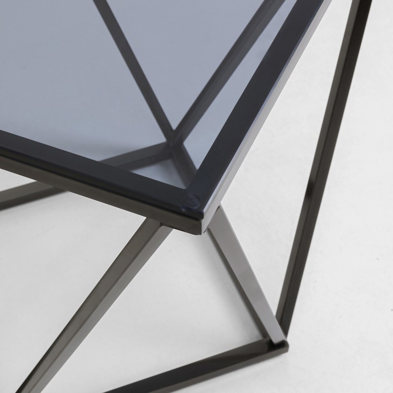 Table d'appoint grise en verre et acier - Cristallo - Kare Design