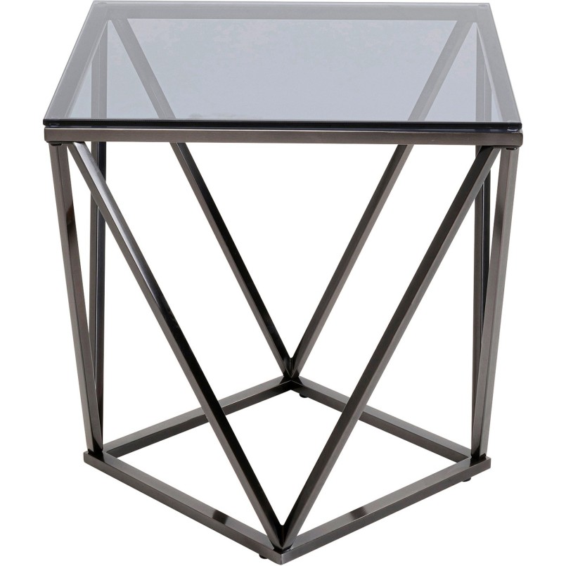 Table d'appoint grise en verre et acier - Cristallo - Kare Design