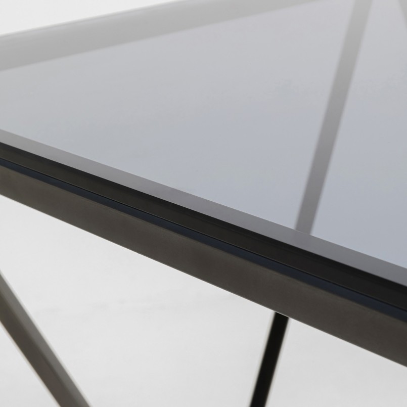 Table d'appoint grise en verre et acier - Cristallo - Kare Design