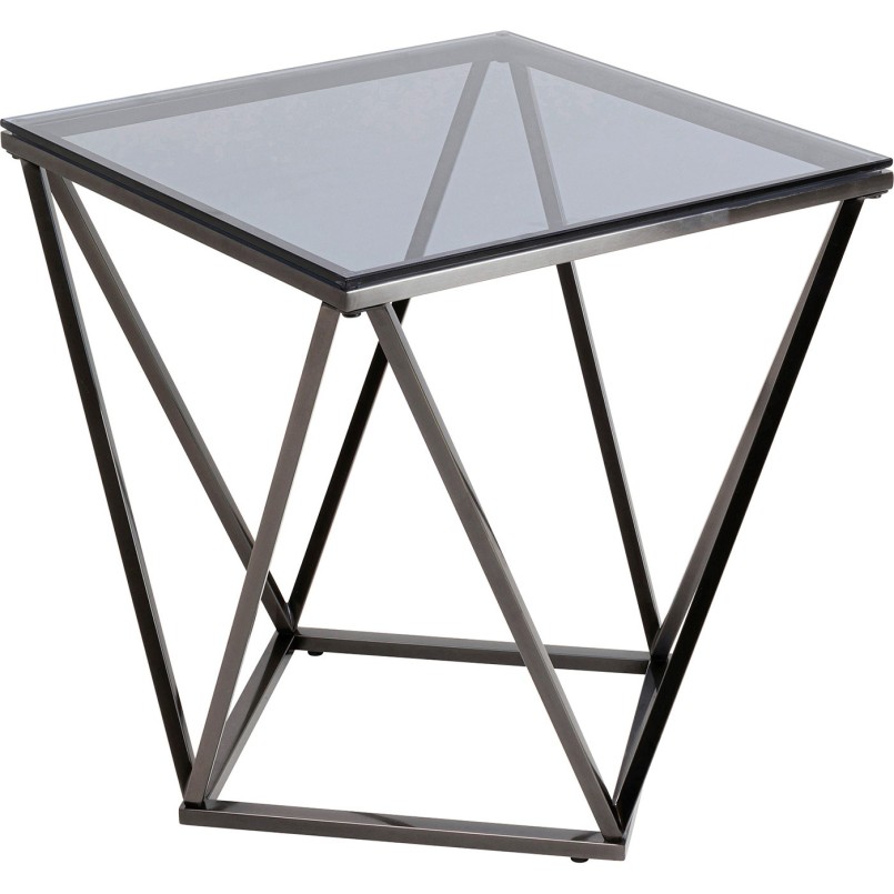 Table d'appoint grise en verre et acier - Cristallo - Kare Design