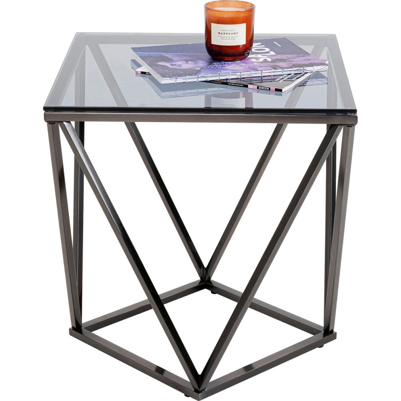 Table d'appoint grise en verre et acier - Cristallo - Kare Design