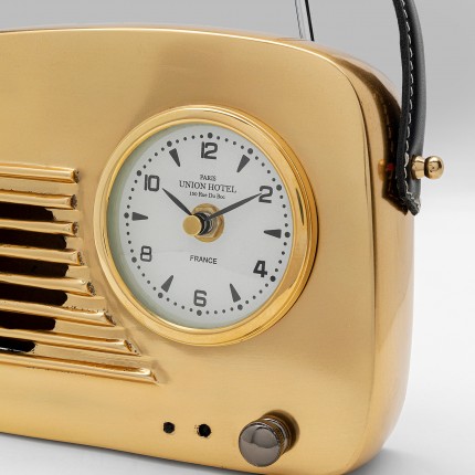 Horloge de table radio dorée Kare Design