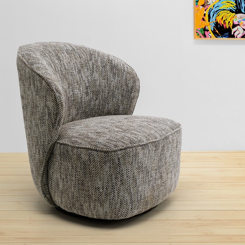 Fauteuil pivotant gris bouclé - Ellie - Kare Design